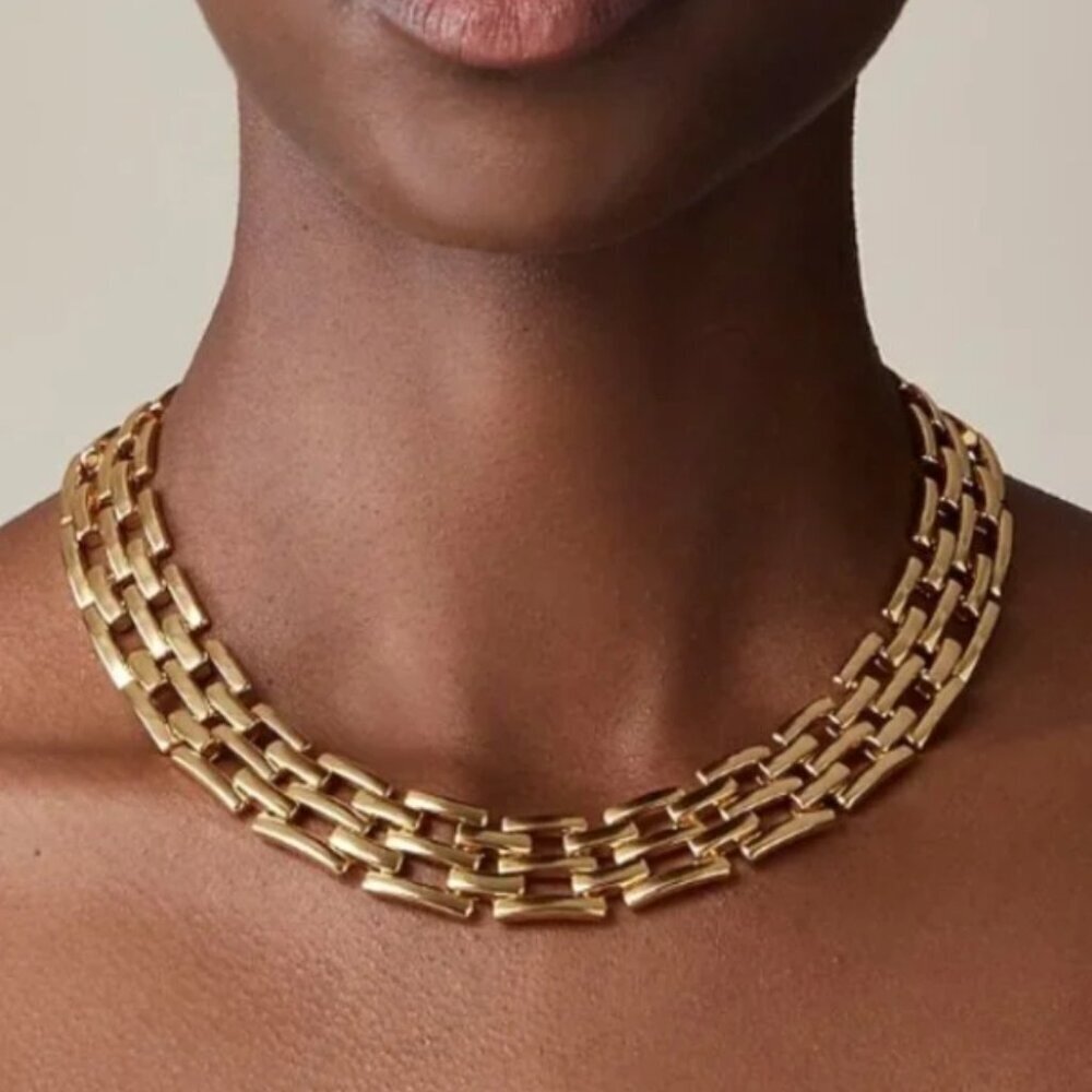 J.Crew Watchband Chain Necklace – Shiny Matte Gold – One Size – NWT